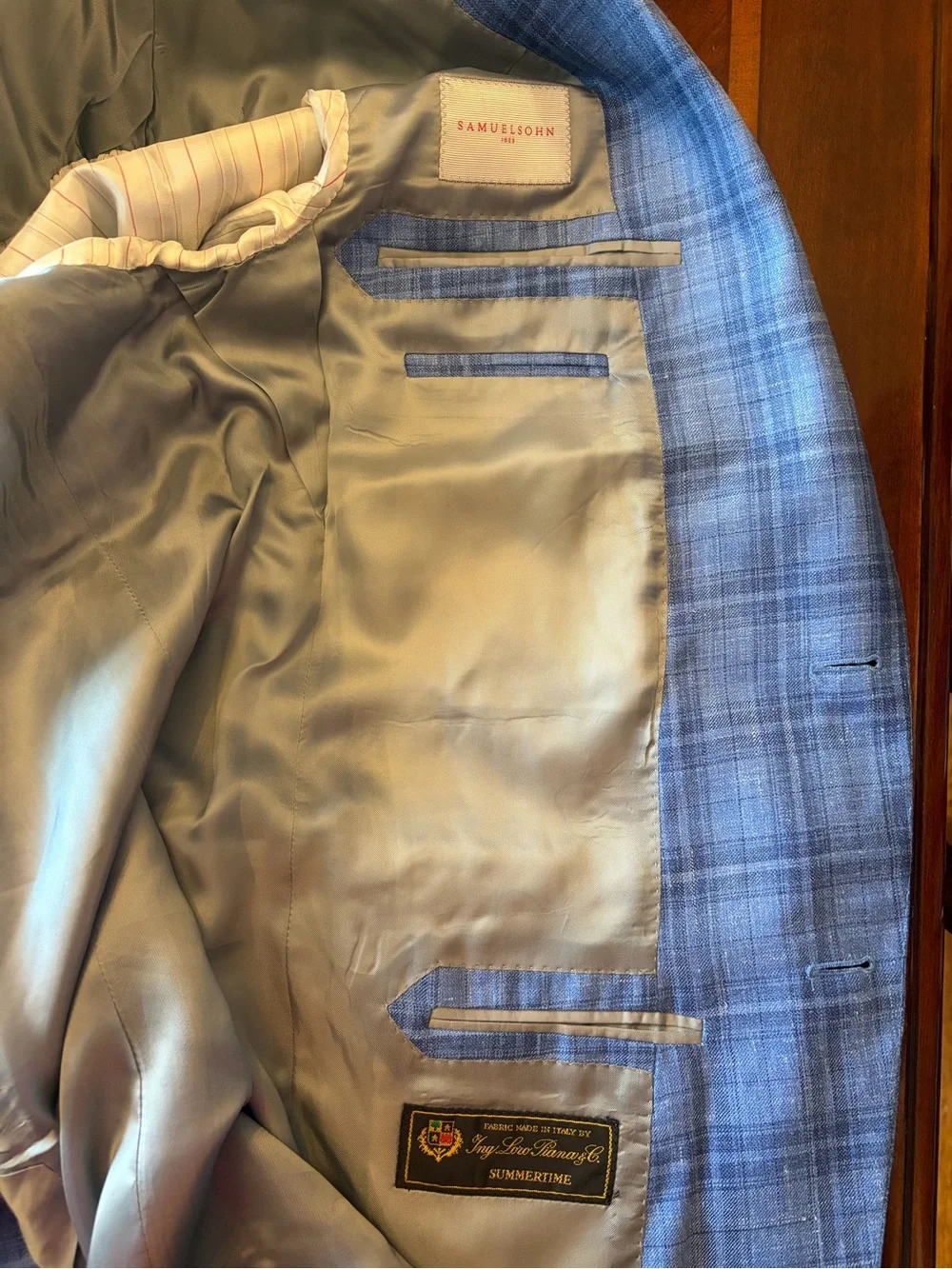 Samuelsohn Light Blue Greenwich Plaid Single Breast Sport Coat